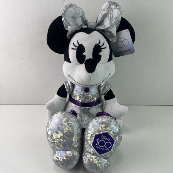 Disney Parks Minnie Mouse Plush Silver Platinum Anniversary 100 Years OF Wonder - Picture 1 of 6